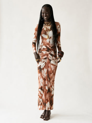 Radiant Tie Dye Ruched Maxi Dress