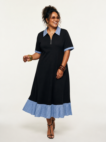 Free Spirit Plaid Patchwork Midi Dress