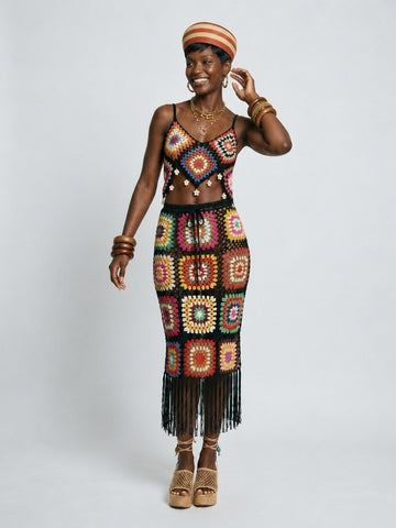 Wild Heart Crochet Tassel Skirt Set