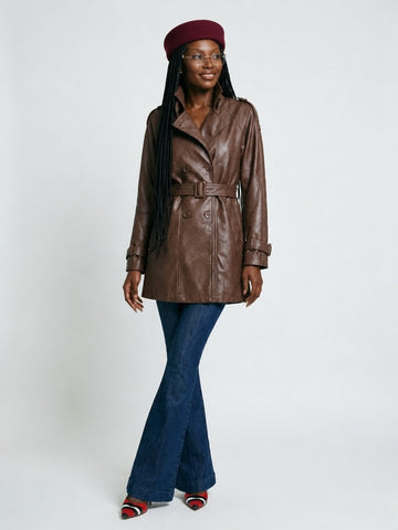 Confident Double Breasted PU Jacket