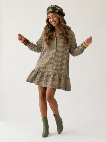 Wanderlust Plaid Ruffled Blouse