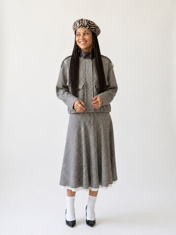 Sovereign Checked Zipper Skirt Set