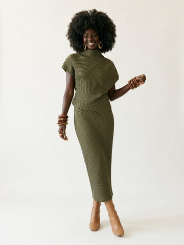 Boundless Irregular Pleated Two-Piece Set