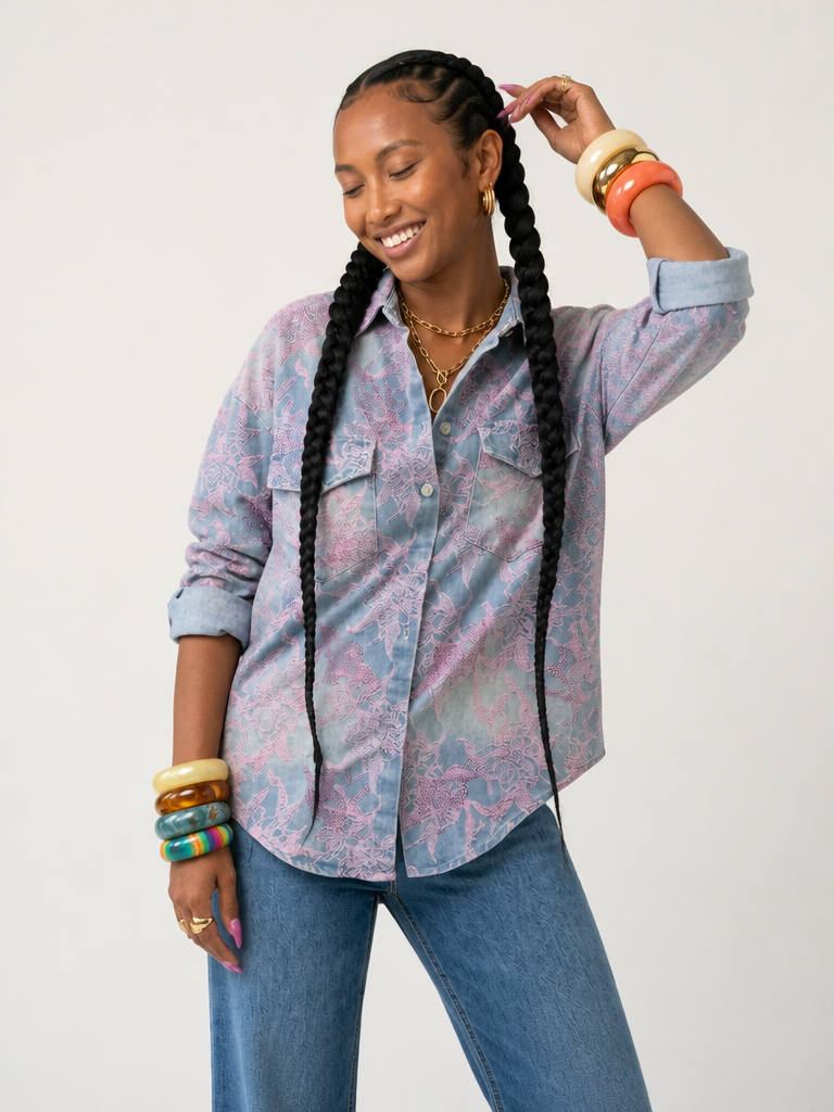 Wanderlust Embroidered Denim Blouse