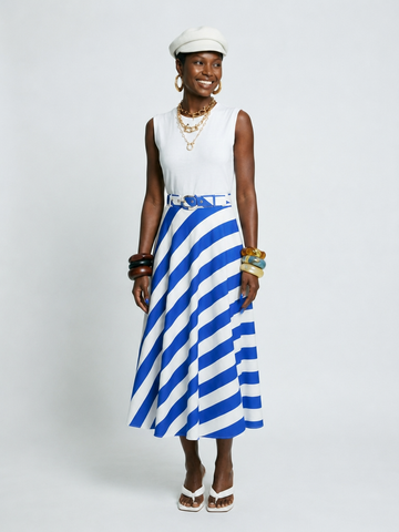 Wanderlust Striped A-Line Midi Skirt