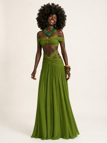 Audacious Halter Cutout Two-Piece Set
