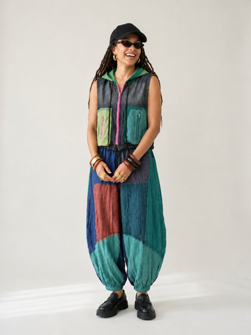 Unique Color Block Denim Set