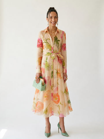 Radiant Floral A-Line Maxi Dress