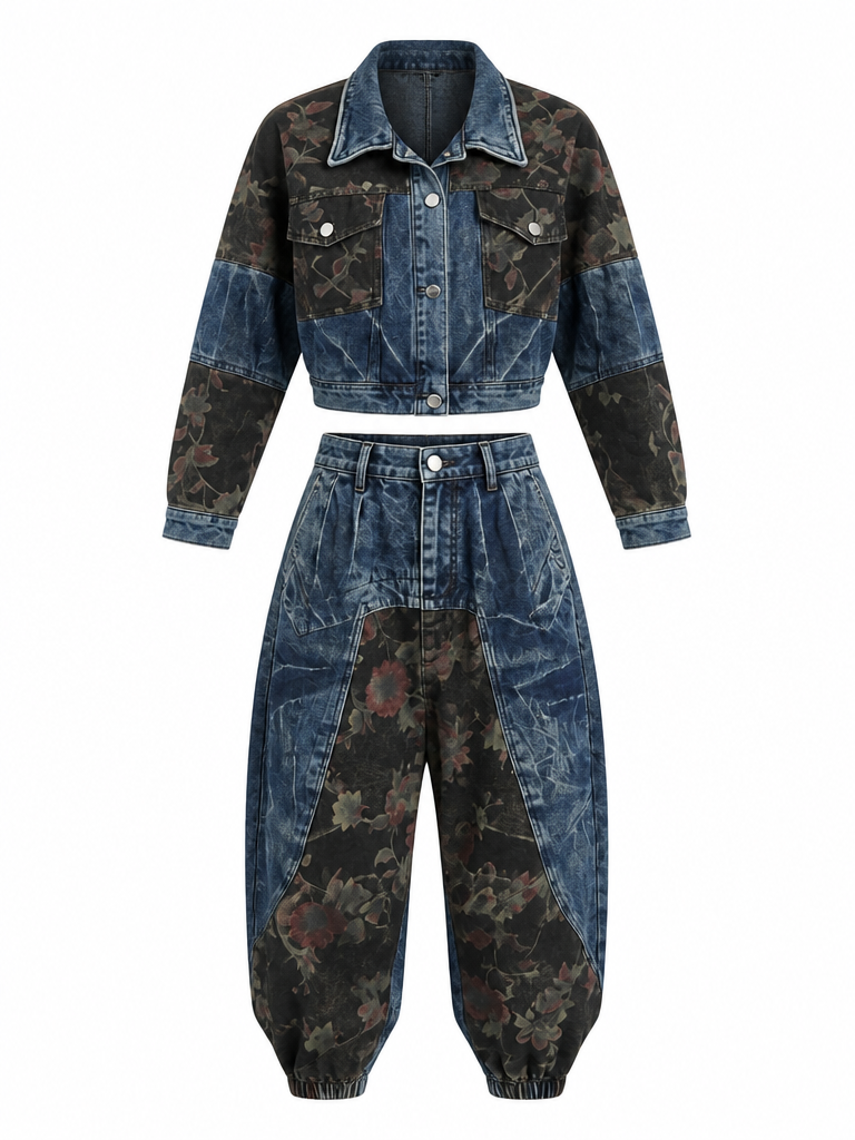 Untamed Floral Patchwork Denim Set