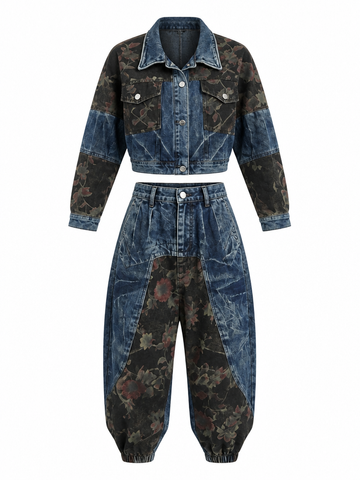 Untamed Floral Patchwork Denim Set