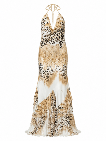 Final Sale Leopard Ruffle Maxi Dress