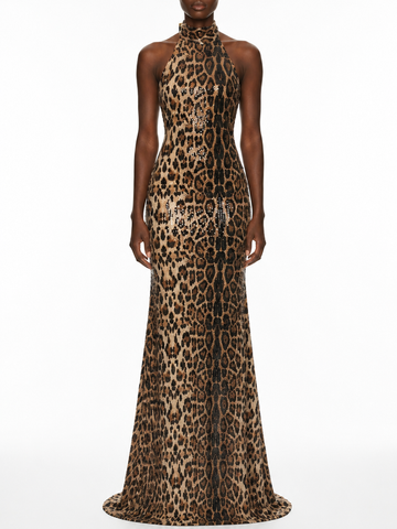 Bronze Leopard Sequin Gown