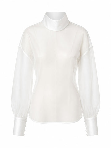 Worthy Sheer Pearl Cuff Blouse