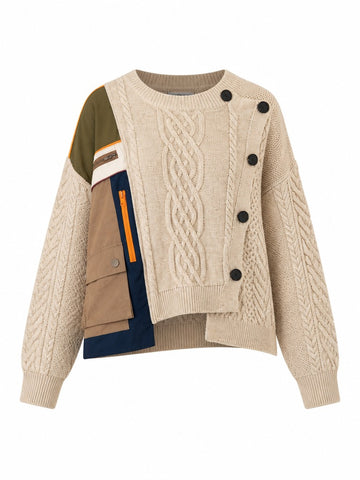 Unique Patchwork Knit Pullover