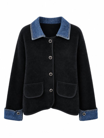 Fearless Denim Colorblock Knit Cardigan