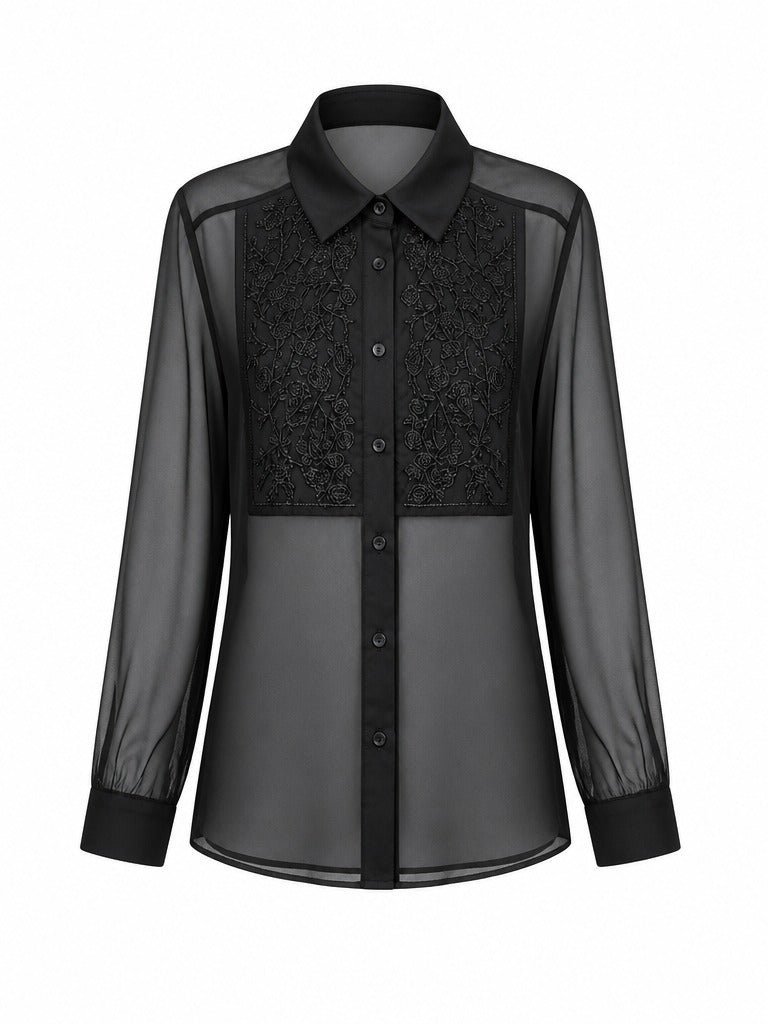 Elegant Beaded Chiffon Blouse