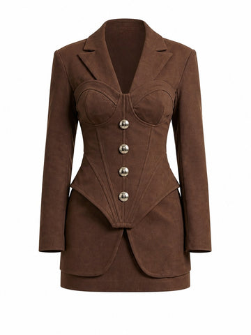 Confident Corset Buttoned Mini Jacket