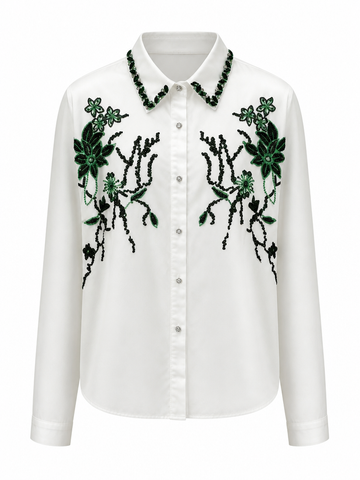 Divine Rhinestone Floral Embroidered Blouse