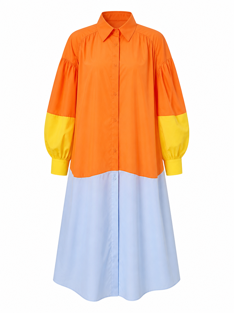 Vibrant Patchwork Loose Maxi Dress
