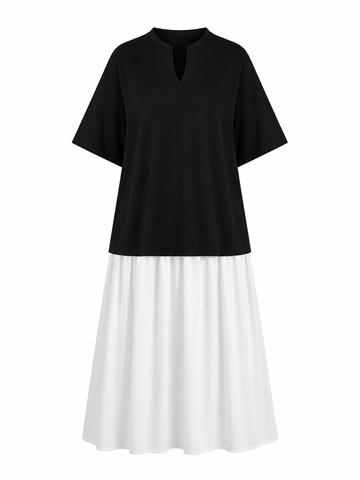 Grounded Contrast Splicing Maxi Dress