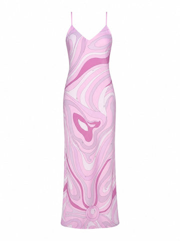 Vibrant Printed Satin Midi Dress