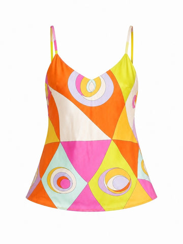 Vibrant Silk Geometric Two-Piece Set