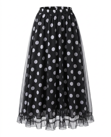 Confident Mesh Polka Dot Skirt