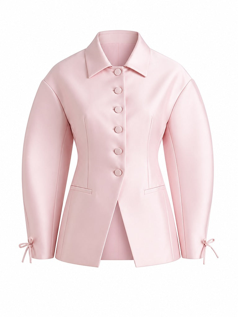 Radiant Pink Puffed Sleeve Blazer