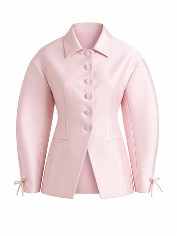 Radiant Pink Puffed Sleeve Blazer