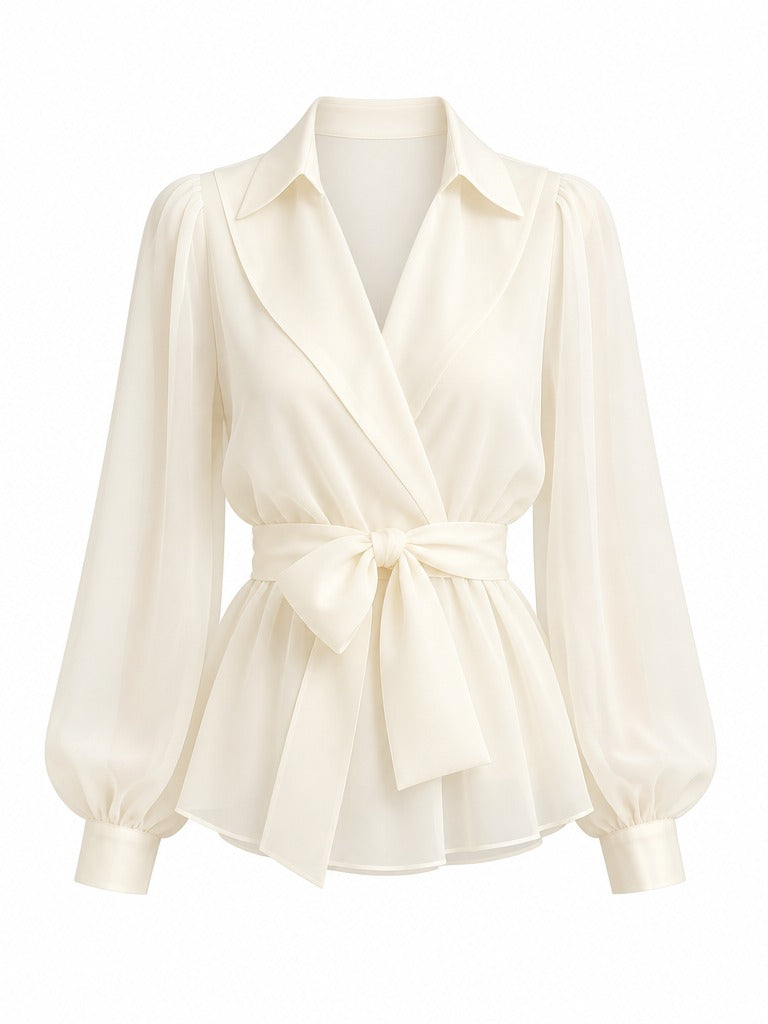Ethereal Chiffon Lantern Sleeve Blouse