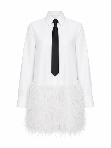 Daring Feather Trim Mini Blouse
