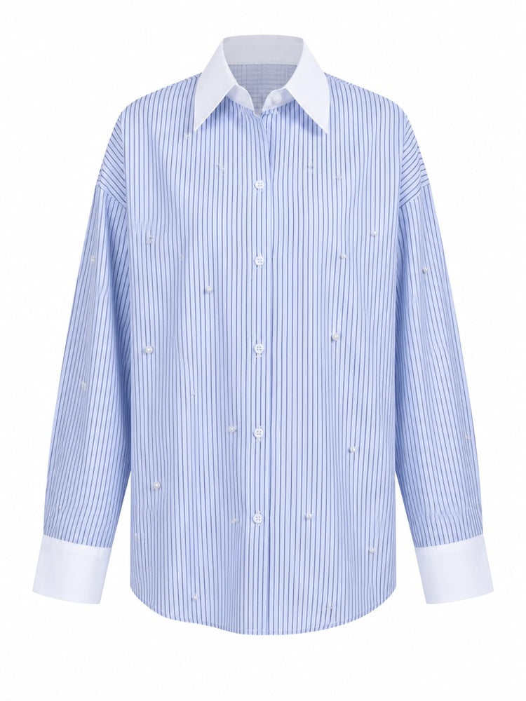 Radiant Pearl Striped Blouse