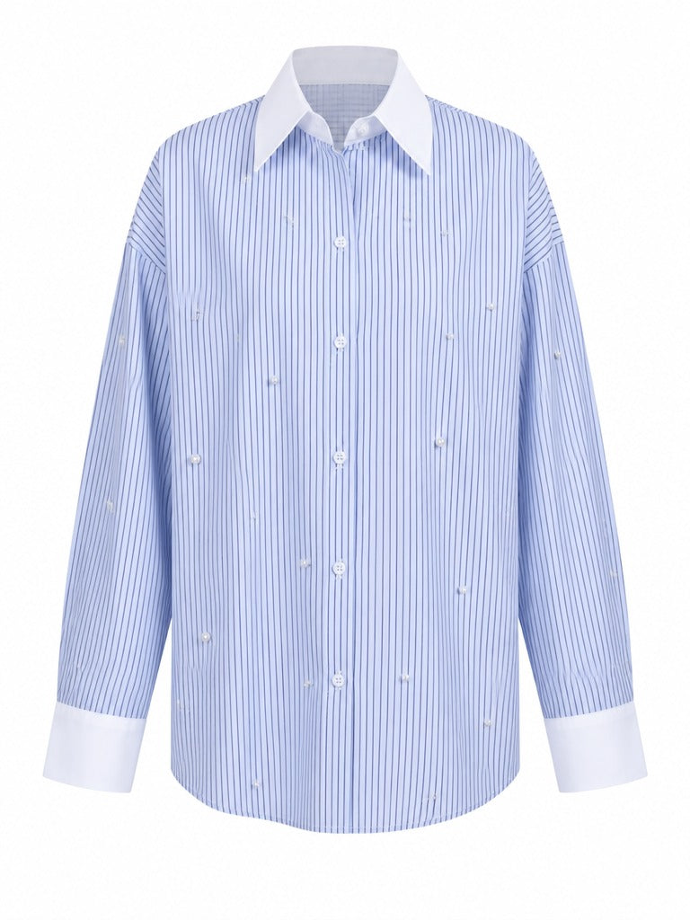 Radiant Pearl Striped Blouse