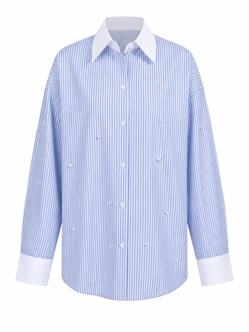 Radiant Pearl Striped Blouse