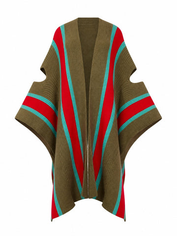 Vibrant Striped Open-Knit Cardigan