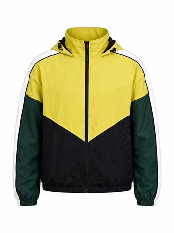 Vibrant Patchwork Hooded Jacket
