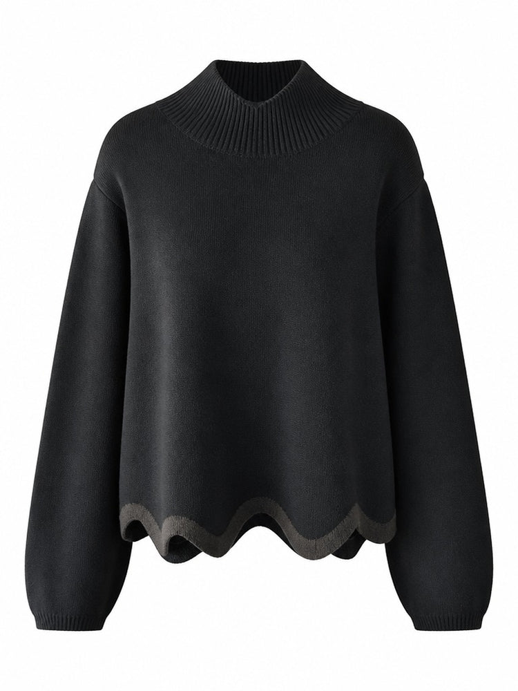 Grounded Wavy Hem Knit Sweater