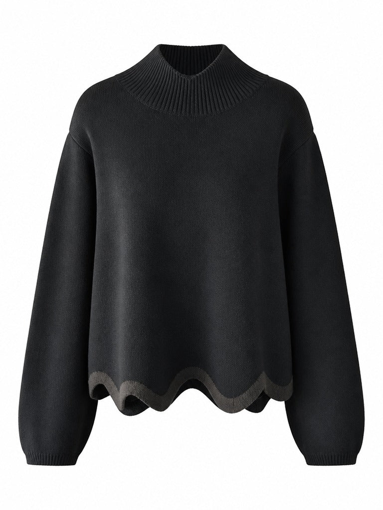 Grounded Wavy Hem Knit Sweater