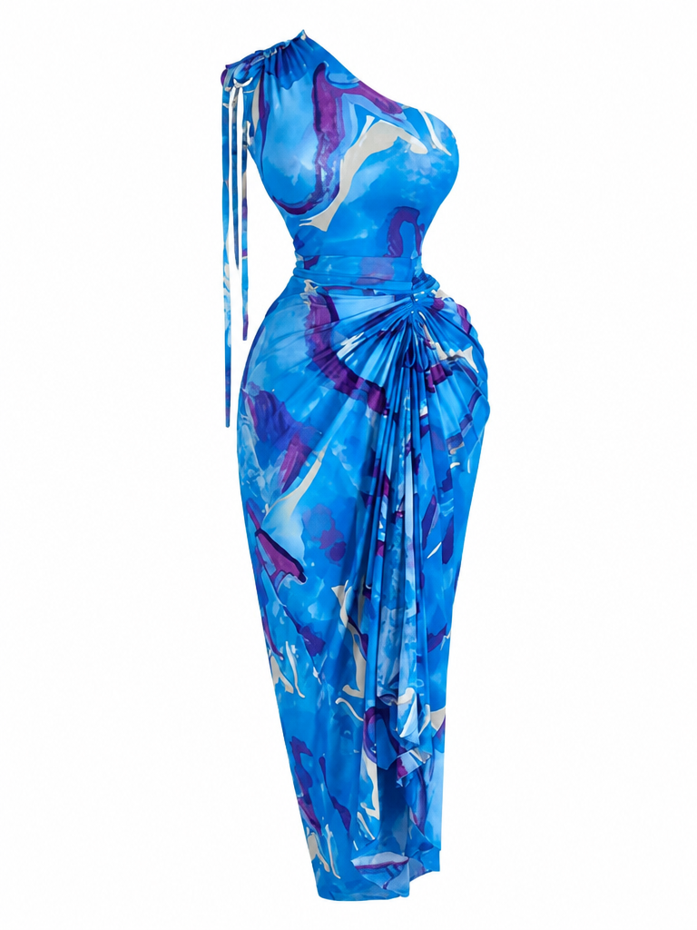 Liberated Tie Dye Ruched Maxi Dress