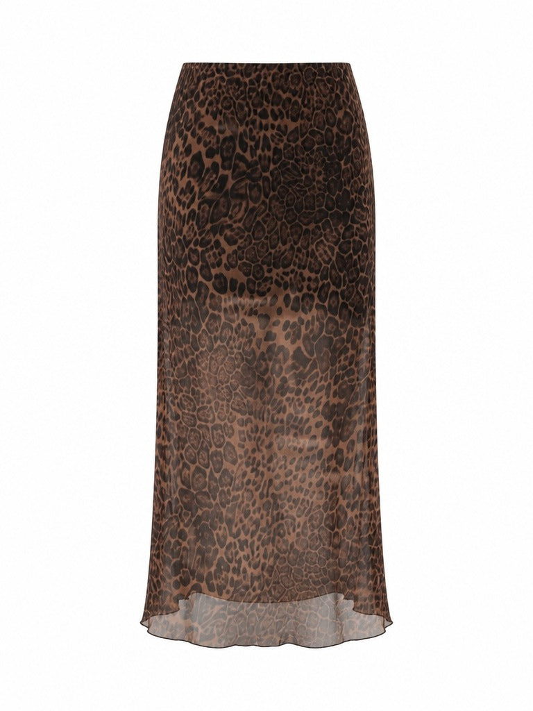 Fierce Leopard Sheer Midi Skirt