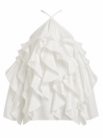 Divine Tiered Ruffle Halter Blouse