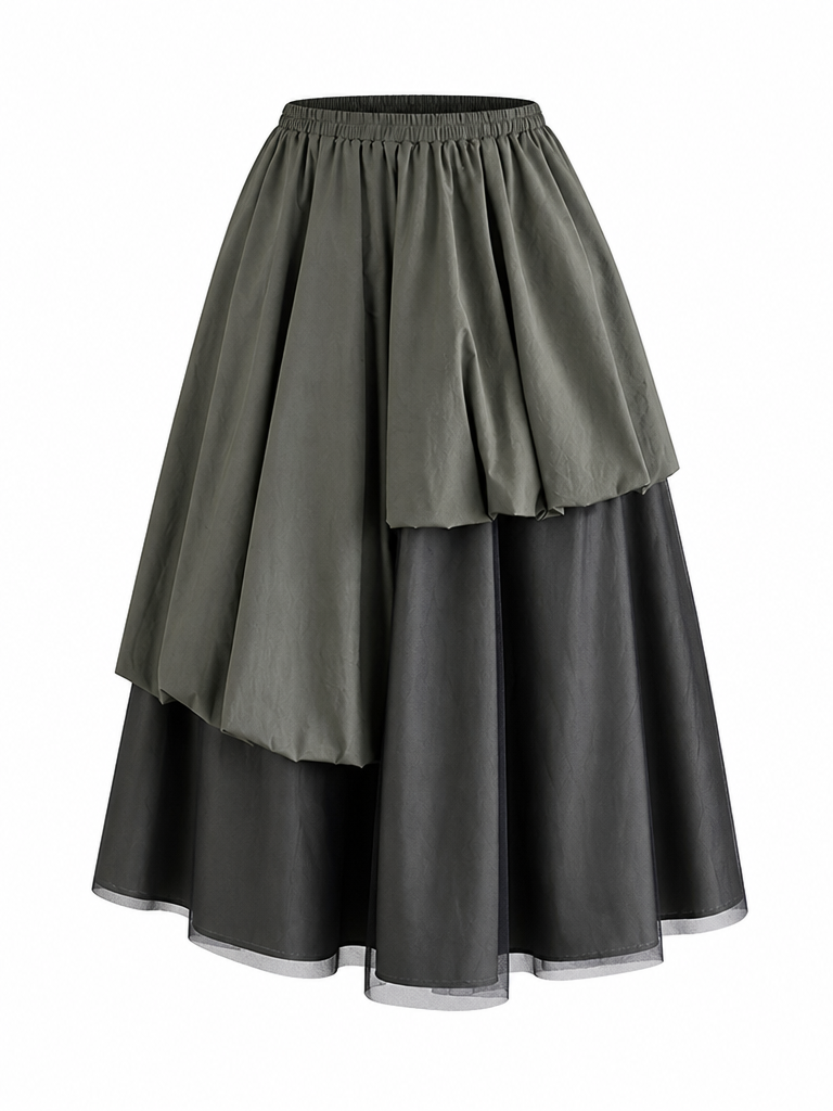 Boundless Mesh Layered Midi Skirt