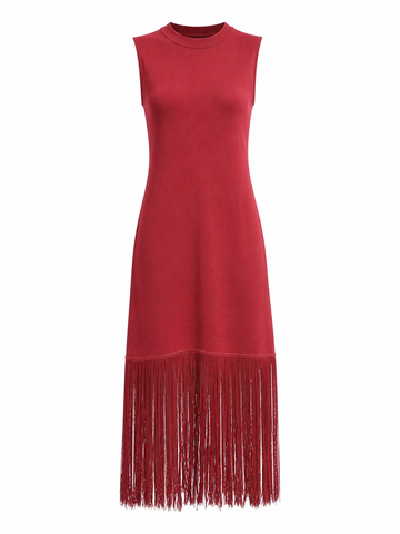 Vibrant Knit Tassel Maxi Dress