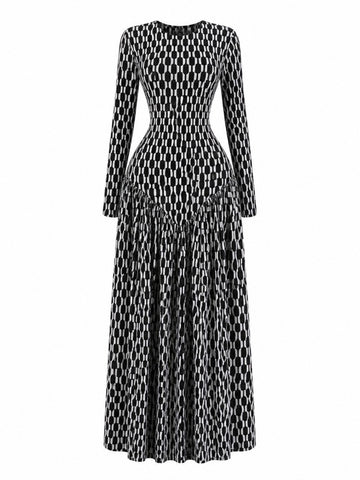 Magnetic Geometric Printed Maxi Dress
