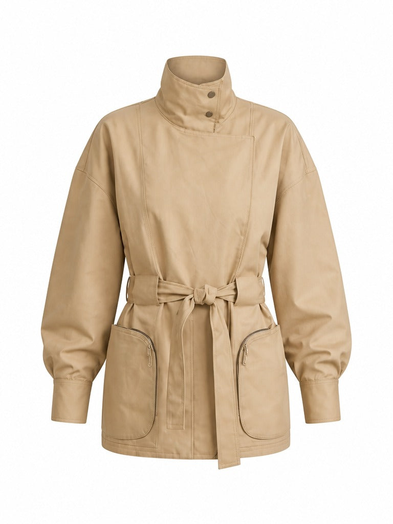 Confident Cotton Wrap Trench Coat