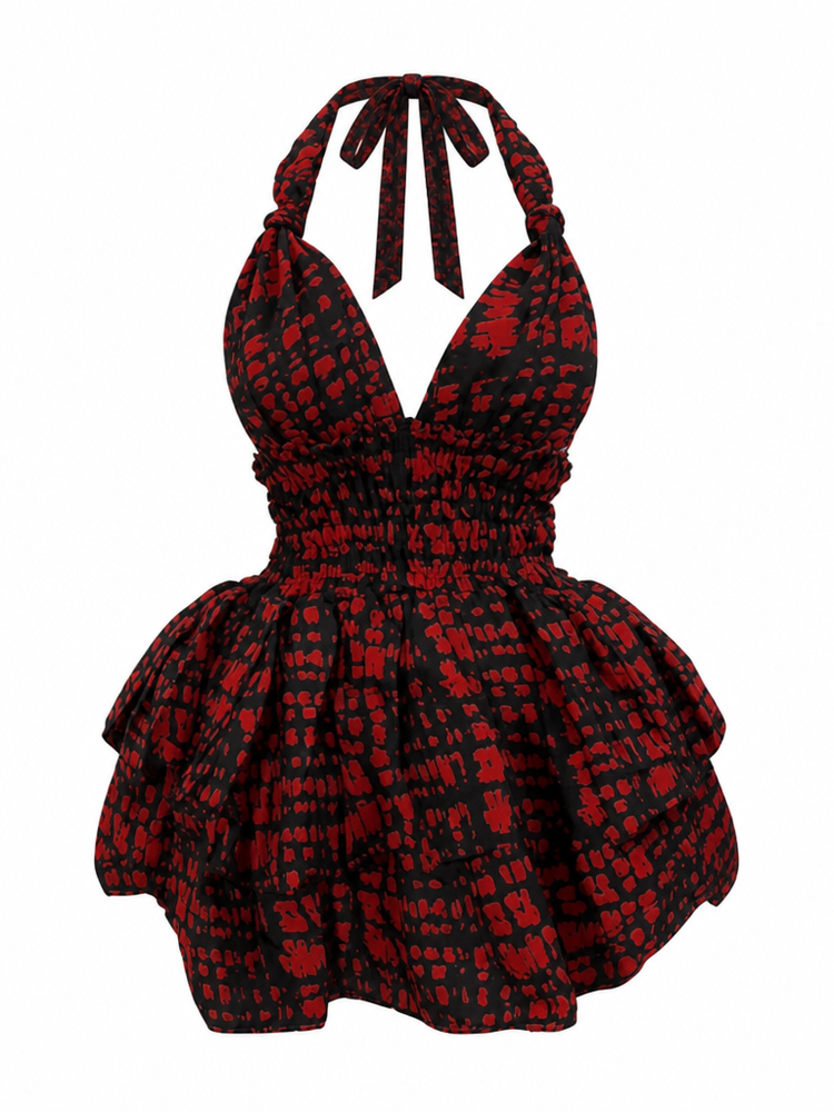 Vivacious Printed Ruffle Mini Dress