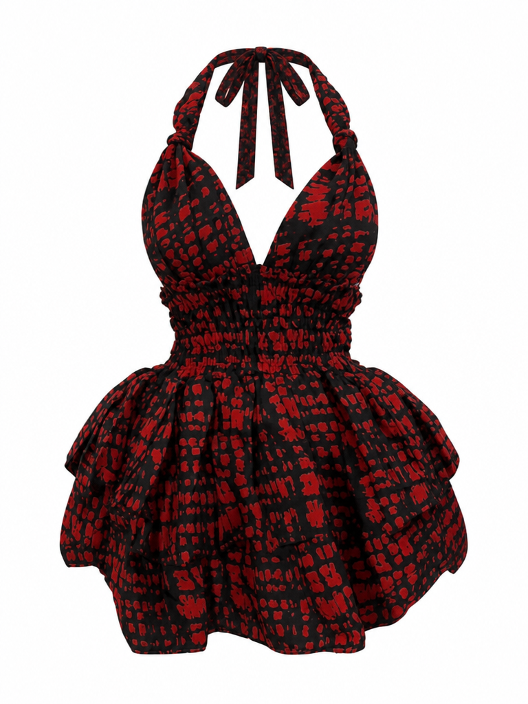 Vivacious Printed Ruffle Mini Dress