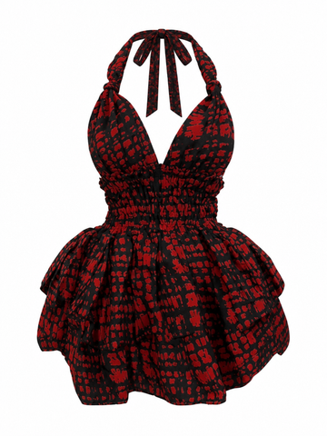 Vivacious Printed Ruffle Mini Dress