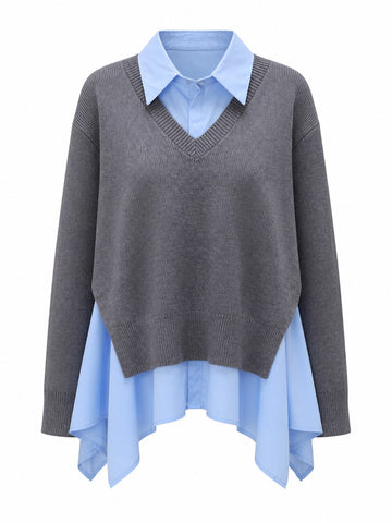 Elegant Knit Layered Blouse