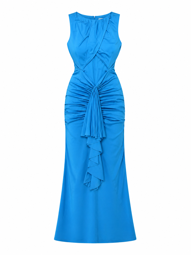 Powerful Ruched Cutout Maxi Gown